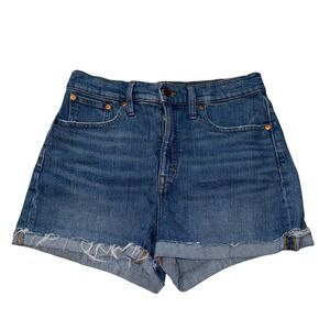 Madewell High-Rise Denim Shorts Womens 29 Blue Raw Hem Medium Wash Classic